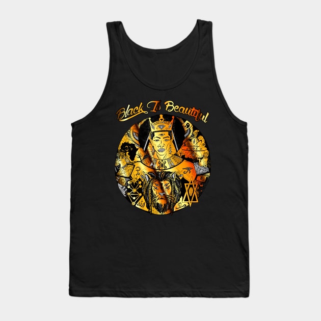 Gold and Black King Wise King Black Is Beautiful Tank Top by kenallouis